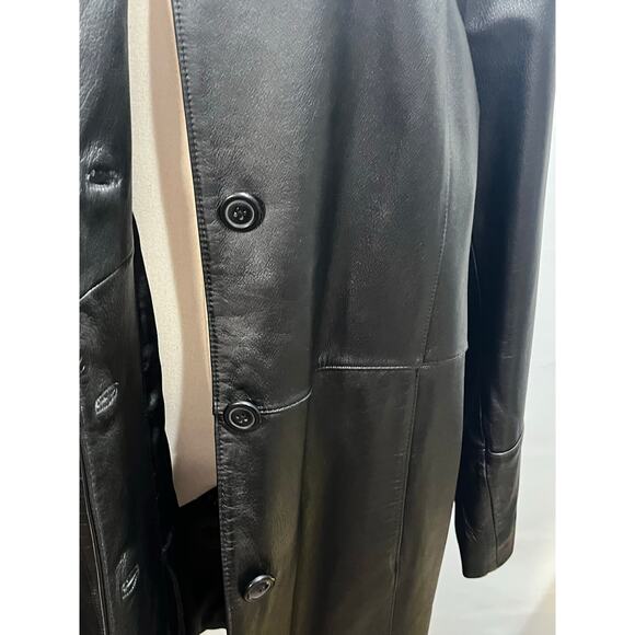 Modern Essentials Black Lambskin
Leather Button Front Mid Length
Coat Jacket xl - Picture 4 of 11
